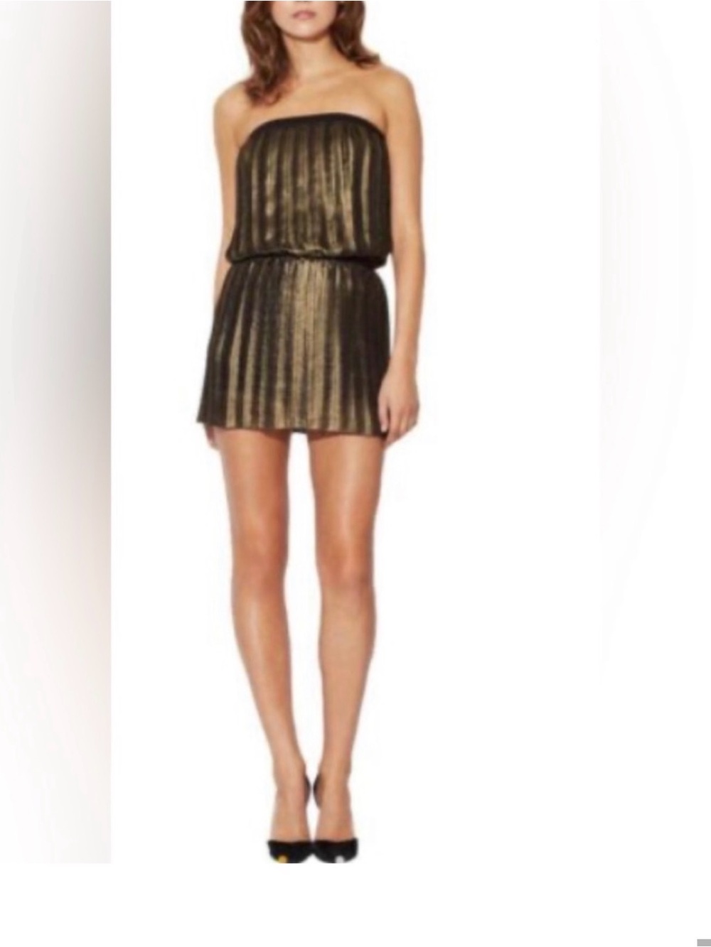 BCBGMaxAzria Gold and Black Pleated Skirt